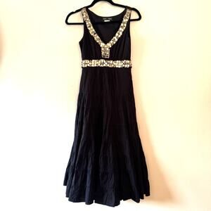 Vtg Y2K SUE WONG Black Embellished Cocktail Dress Party Whimsygoth Fairy 90s 2